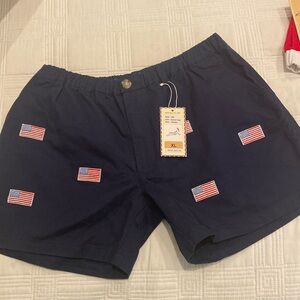 Meripex American Flag Navy 2 pocket Shorts 100% cotton XL flexible waist…